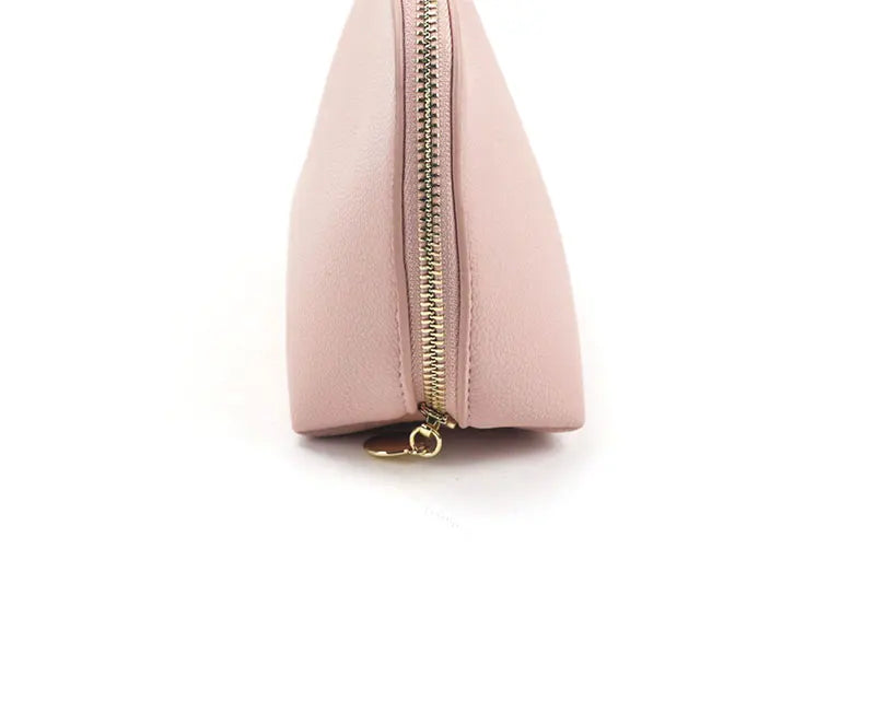 Customized Letters PU Leather Cosmetic Storage Bag Classic Simple Atmosphere Solid Color Make Up Bag Advanced Zipper Wash Bag