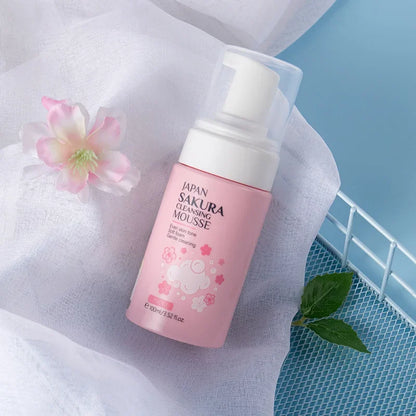 LAIKOU Japan Sakura Cleansing Mousse Gentle Foam Face Wash Even Skin Tone Deep Cleansing Non-Irritating Facial Cleanser 100ml