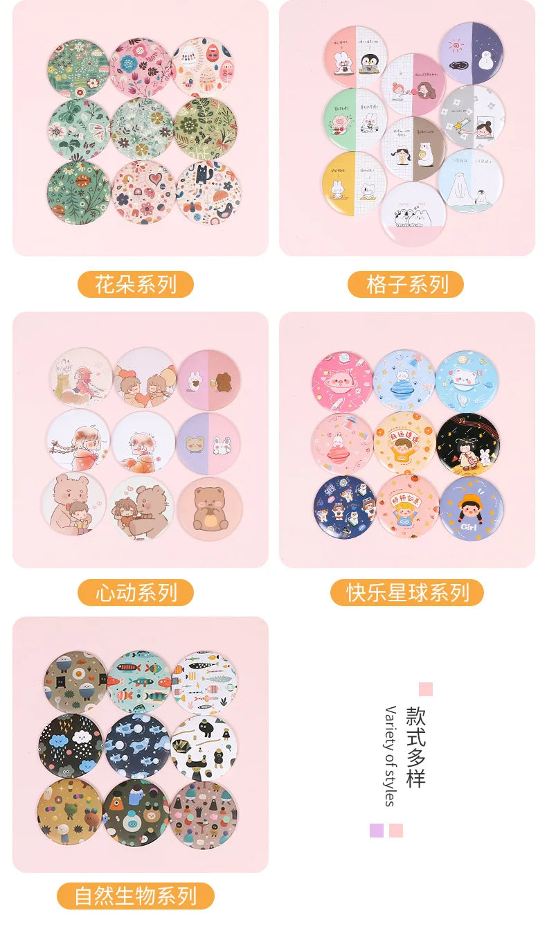 30 Pcs Cartoon Flower Cosmetic Mirror / Sweet Women Makeup Pocket Mini Portable /Nice Party Christmas Gift
