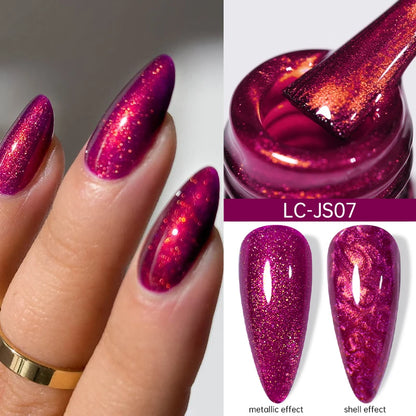 LILYCUTE 7ML Champagne Gold Reflective Glitter Gel Nail Polish Superflash Colorful Sparkling Effect For Manicure Nail Art UV Gel