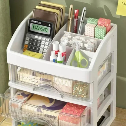5 Layer Makeup Storage Box Drawer Style Cosmetics Organizer for Dressing Table Office Desk Transparent Cabinet Multi-Purpose