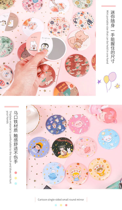 30 Pcs Cartoon Flower Cosmetic Mirror / Sweet Women Makeup Pocket Mini Portable /Nice Party Christmas Gift