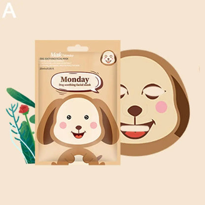 1/7pcs Cartoon Facial Mask Deep Hydrating Sheet Mask Moisturizing Tender Skin Mask Dog Panda Pig Animal Pattern Skin Care