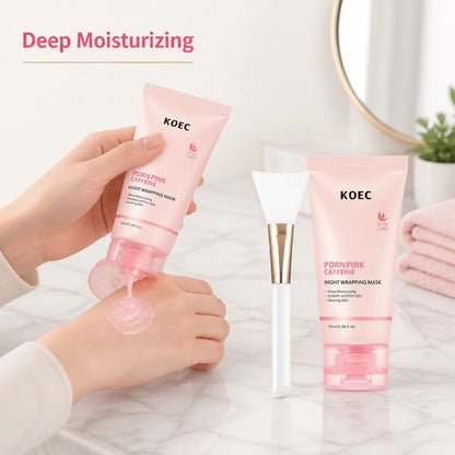Ship from US KOEC PDRN Pink Caffeine Overnight Face Mask, Sleeping Wrapping Mask, Night Facial Mask, Moisturizing Skin Care, Hydrating Beauty Care for All Skin Types