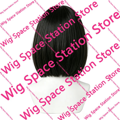 Natural Black Brown Bob Wigs Short Straight with Blunt Bangs Soft Synthetic Hair Heat Resistant For Women Cosplay Daily Wear