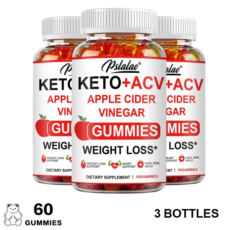Keto Apple Cider Vinegar Gummies -  Helps with Weight Loss, Whitens Skin, Supplements with Apple Cider Vinegar & Vitamins, Vegan