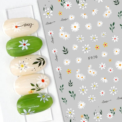 1pcs Sakura Flower 3D Nail Stickers White Cherry Blossom Nail Art Decals Spring Summer Adhesive Slider Decor Wedding Manicure