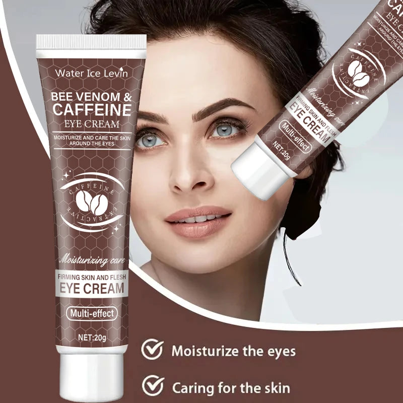 Natural Caffeine Powerful Moisturizing Firming Eye Cream 20g for Puffy and Dark Circles Post-Lifting Area after Using, Reduce Wrinkles and Aging, Light Beige Relaxation