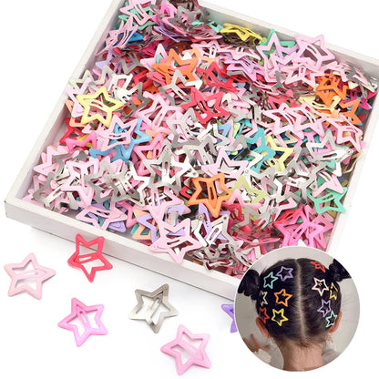50pcs/lot Metal Colorful Star Hair Clips Dopamine BB Hair Clips For Broken Hair Clip Bangs Hair Clip Girls Y2K Style Hair Clips