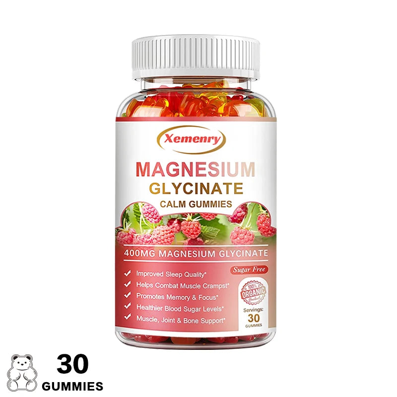 Magnesium Glycinate Gummies 400 Mg - 100 Vegetarian Gummies - Supports Muscle, Joint and Heart Health