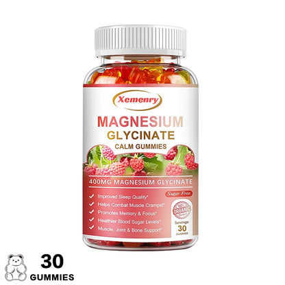 Magnesium Glycinate Gummies 400 Mg - 100 Vegetarian Gummies - Supports Muscle, Joint and Heart Health