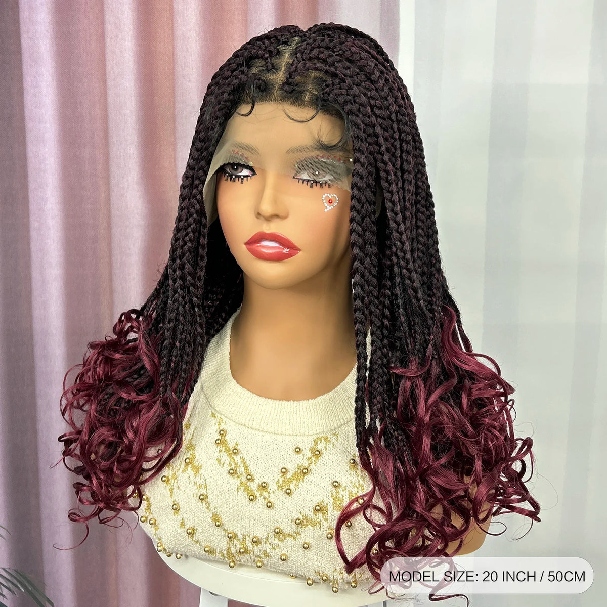 Knotless Box Braided Wig with Wavy Ends Synthetic Lace Frontal 1B-30 Dark Ombre Braided Lace Wig with Baby Hair for Black Women