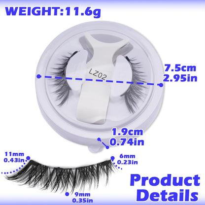 Reusable Magnetic Eyelashes 1 Pair Natural Curly Fluffy Magnetic False Eyelashes No Glue Needed Lashes Makeup with Tweezer Set
