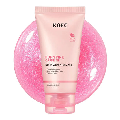 Ship from US KOEC PDRN Pink Caffeine Overnight Face Mask, Sleeping Wrapping Mask, Night Facial Mask, Moisturizing Skin Care, Hydrating Beauty Care for All Skin Types
