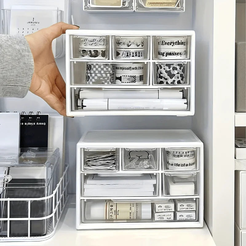 Dustproof Clear Plastic Desktop Mini Storage Box with Drawer – Transparent Organizer for Hair Clips, Jewelry, Keys Small Tools