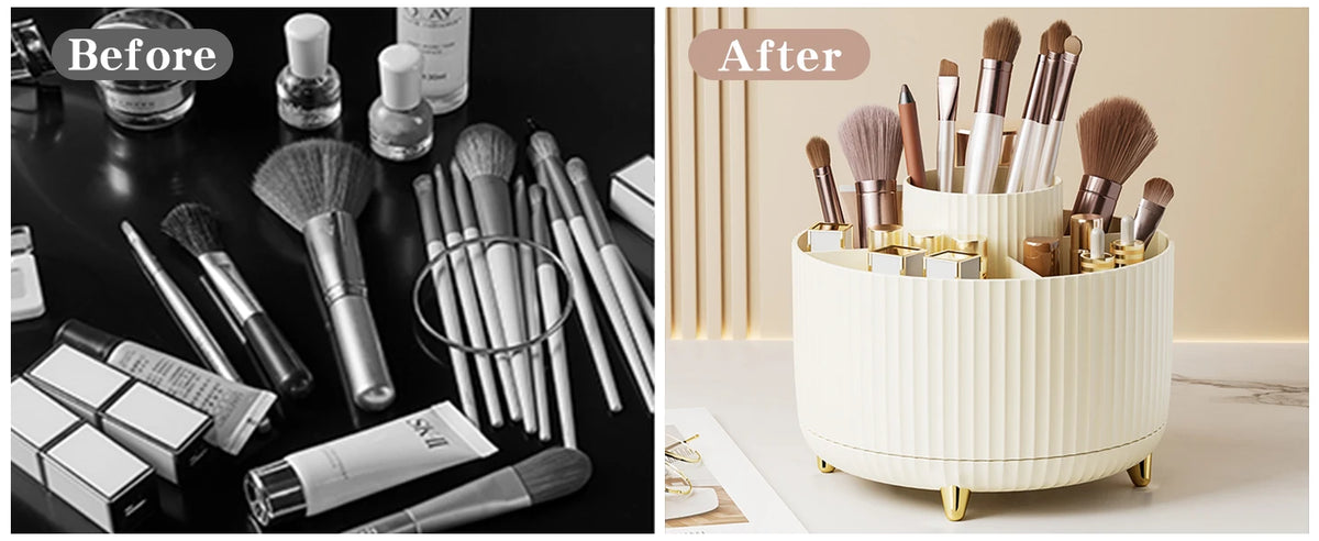 360° Rotating Makeup Cosmetic Storage Organizer Box Space-Saving Spinning Holder for Countertop Vanity Shower Bedroom Bathroom