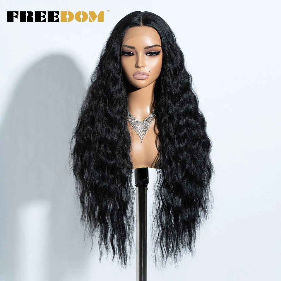 FREEDOM Synthetic Lace Front Wigs For Women Easy Wear Long Curly Wavy Ombre Blonde Ginger Lace Wigs Heat Resistant Cosplay Wigs