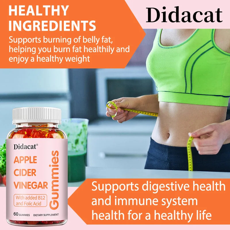 Apple Cider Vinegar Gummies - Detox Cleanse, Fat Burner, Weight Management, Digestion & Metabolism Support, Relieves Bloating