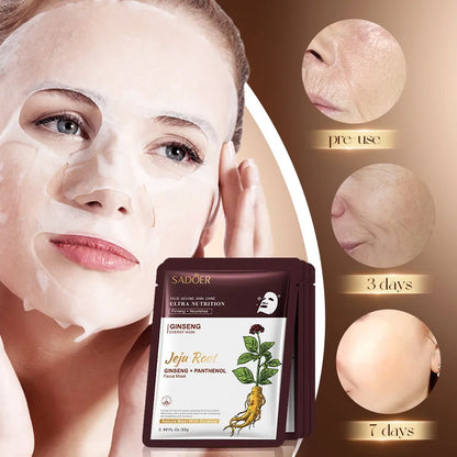 5pcs SADOER Plant Roots Face Mask Ginseng Whitening Facial Masks Moisturizing Firming Hydrating Face Sheet Mask Skin Care