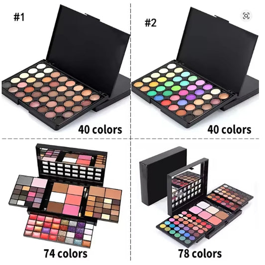 40/74/78 Colors Glitter Eyeshadow Palette Matte Waterproof Long Lasting Pressed Powder Cosmetics Kit Fashion Women MakeUp Tools