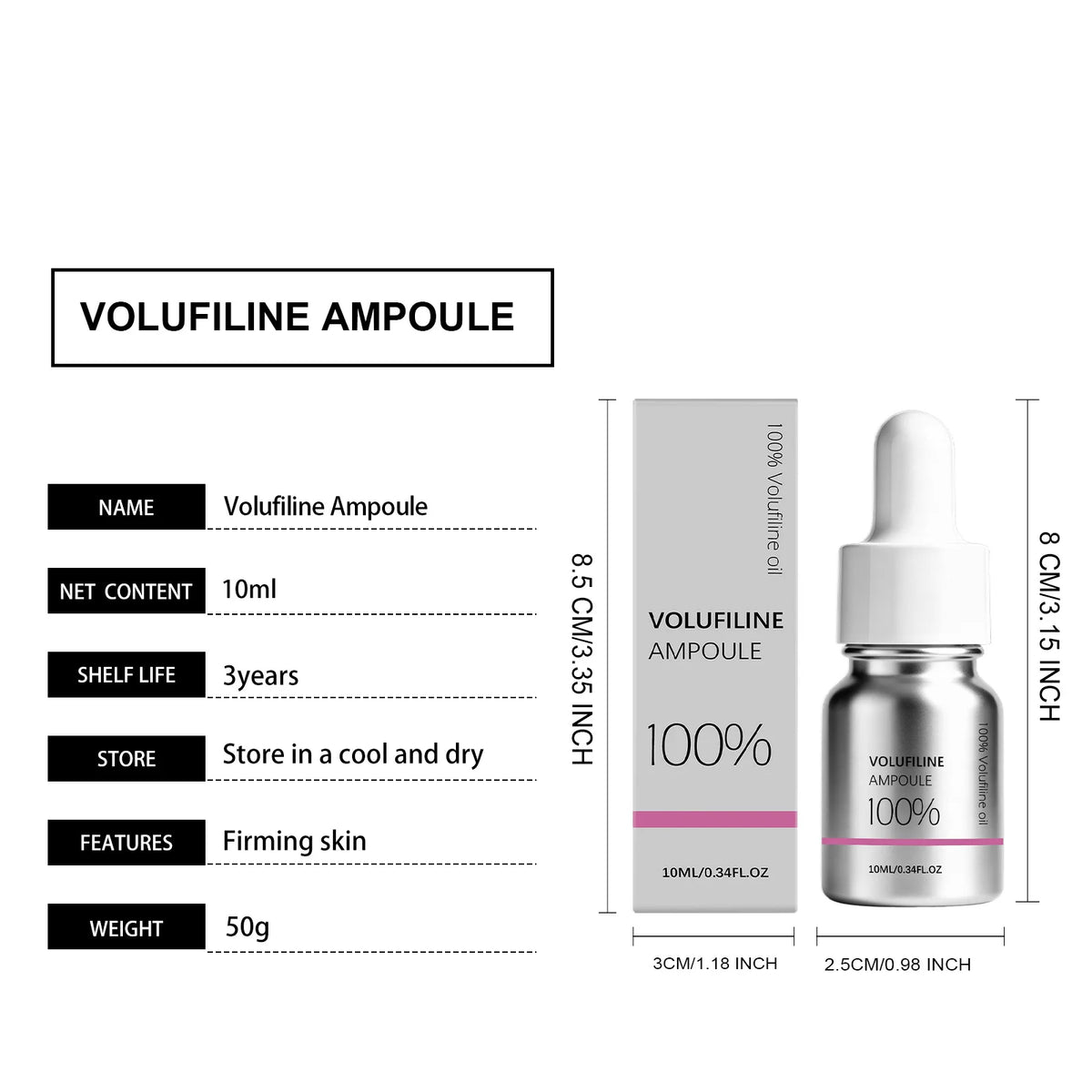 Volufilin 100% Facial Ampoule Serum,Pure Volufiline Plumping,Improve Depressions&Facial Reshaping,Hydrolyzed Collagen Elastic Lifting&Deep Hydrating Glow Moisture,Versatile Multi Zone Application&Concentrated Ampoule Formula,
