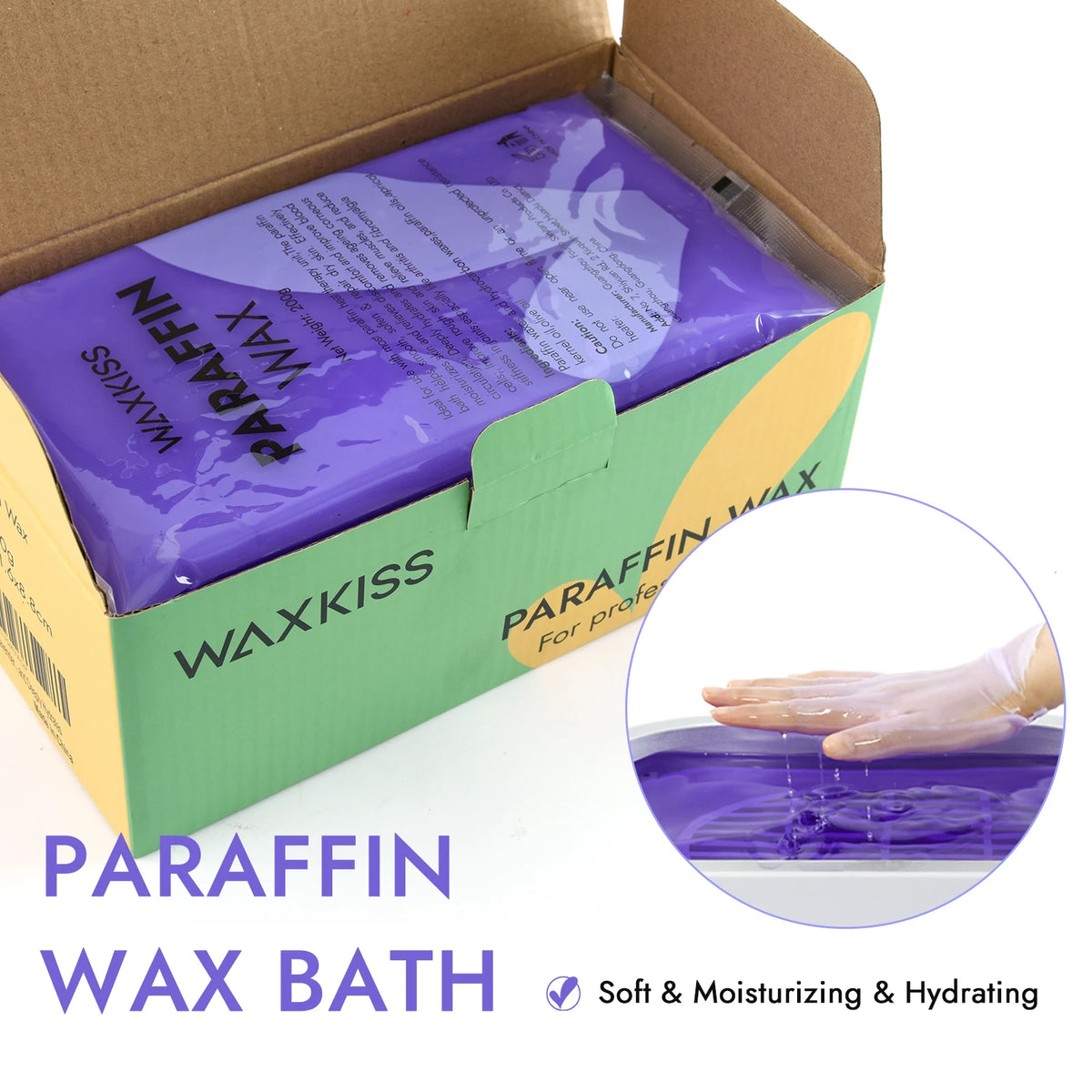 WAXKISS 1200g Paraffin Wax Refill for Paraffin Wax Bath Machine Moisturizing and Skin Softening Hand and Foot Care Wax New Formula for Long-Lasting Warmth Gentle Paraffin Wax Treatment for Smooth and Soft Skin Ideal for Home