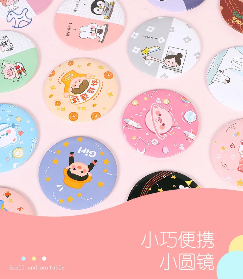 30 Pcs Cartoon Flower Cosmetic Mirror / Sweet Women Makeup Pocket Mini Portable /Nice Party Christmas Gift