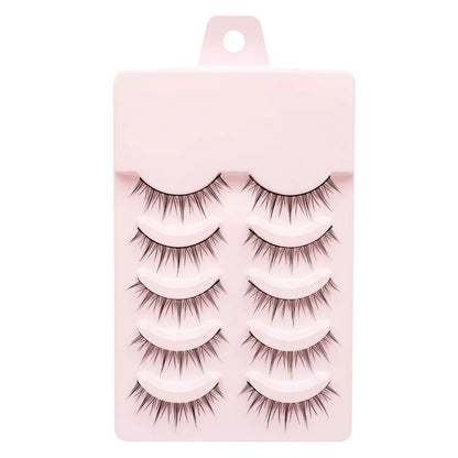 MJ 5Pairs Little Devil False Lashes Natural Fake Eyelashes Fluffy Soft Daily COS Full Strip Lashes Band