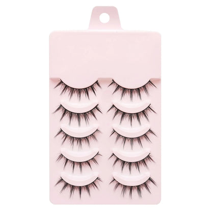 MJ 5Pairs Little Devil False Lashes Natural Fake Eyelashes Fluffy Soft Daily COS Full Strip Lashes Band
