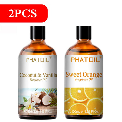 PHATOIL 2/3pcs 100ml Fruit Fragrance Oil For Aromatherapy Coconut & Vanilla Lime Mango Strawberry Cherry Aroma Essential Oils