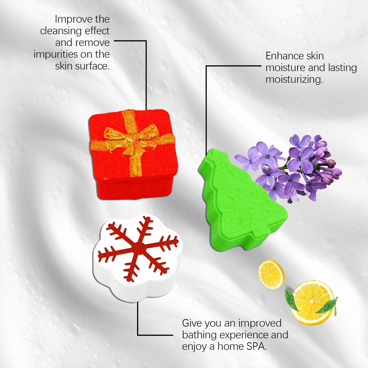 OceAura Christmas Bath Ball Gifts Deep Moisturize Bathroon Supplies Relax Mood Lasting Fragrance Body Exfoliating Spa Bath Bombs