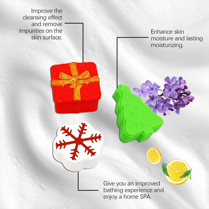 OceAura Christmas Bath Ball Gifts Deep Moisturize Bathroon Supplies Relax Mood Lasting Fragrance Body Exfoliating Spa Bath Bombs
