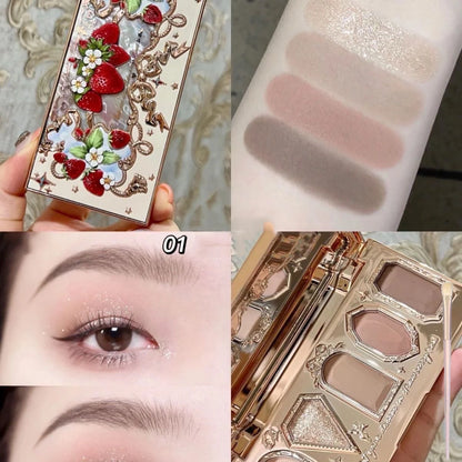 Flower Knows Violet Eye Shadow Strawberry Rococo Series Five-Color Eyeshadow Palette G01 Starmoon Strawberry 0.21OZ./6G