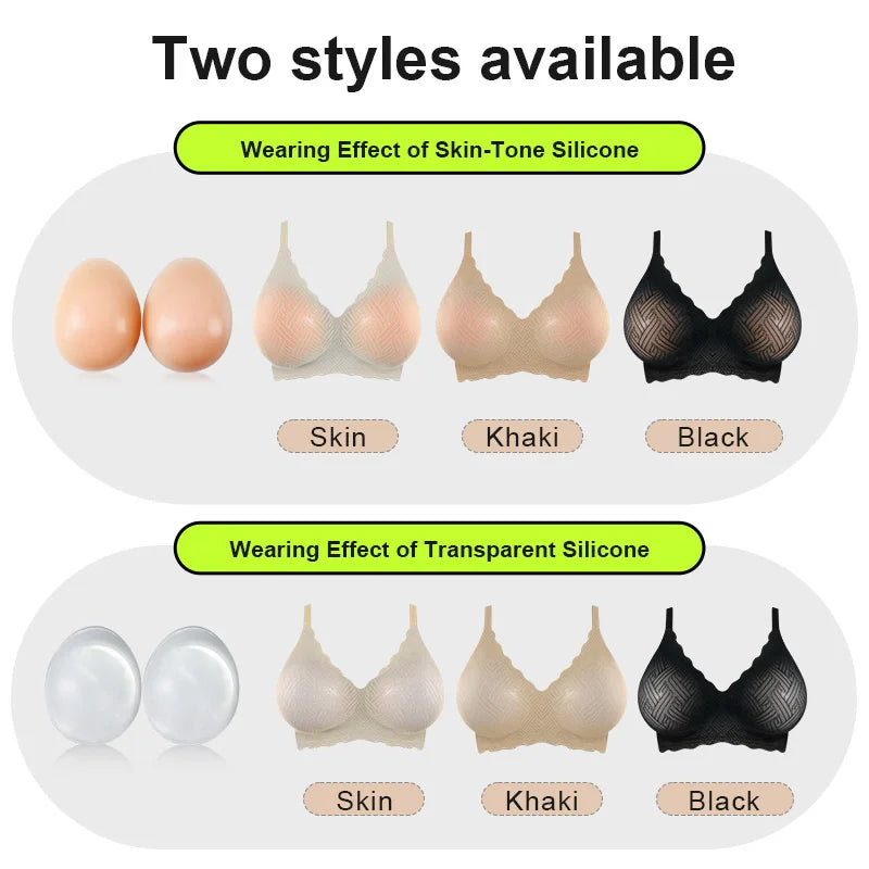 Artificial Silicone Breasts Forms Pads Fake Boobs Chest Women's Silicone Underwear Eexy Breast Padded Bra Becomes Big