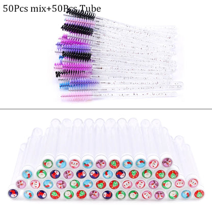 Christmas Eyelash Brush Tube Reusable Eyebrow Brushes Mascara Wand Dust-proof Cleaner Storage Cosmetics Makeup Tools