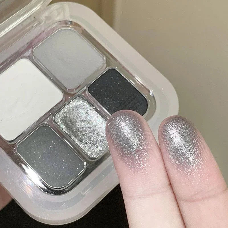 Five Color Eyeshadow Palette Gray White Smoky Makeup Matte Pearlescent Silkworm Brightening Fine Shimmer High Pigmented Plate