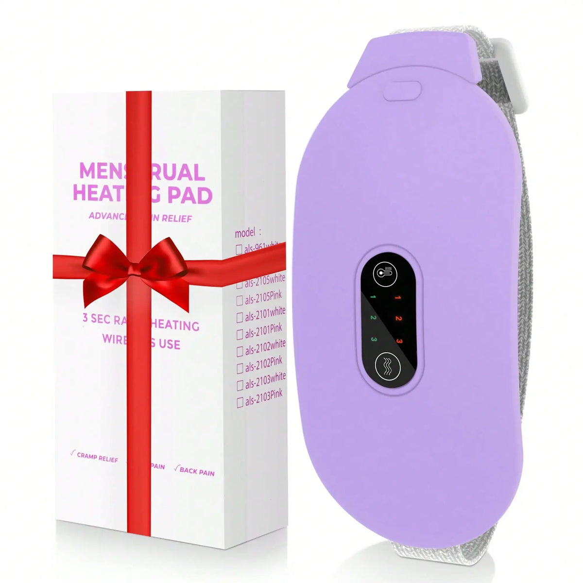 Menstrual Heating Pad, Portable Cordless Heating Pads For Cramps Period Cramp Massager With 6 Heat Levels And 6 Massage Modes, Purple