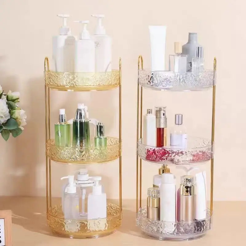 1Pc/Water Ripple Pattern Bedroom Vanity Cosmetic Rotating Storage Rack Box Bathroom Desktop Perfume and Skincare Tray
