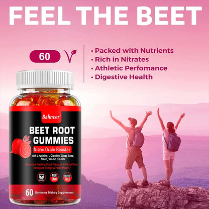 Potent Beetroot Gummies - Supports Blood Pressure and Circulation, Maintains Heart Health, Dietary Supplement, Boosts Immunity