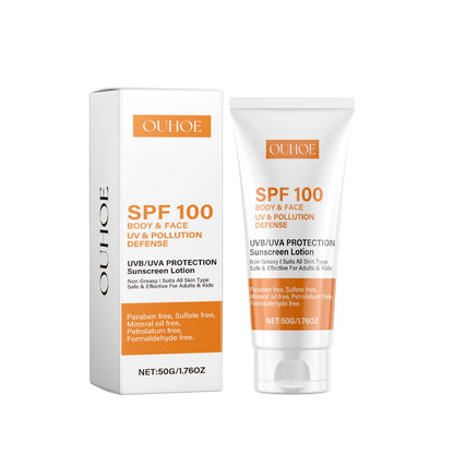 Face & Body Sunscreen Non-Greasy SPF 100+ Facial Sunblock UVA & UVB Protection Sunblocking Cream Anti Aging for Summer Beach
