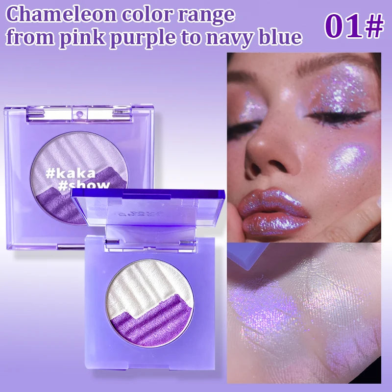 Kakashow Aurora Two Tone Highlighter Long Lasting Brighten Complexion Multi Use for Eye Highlight Contour Ideal Christmas Gift