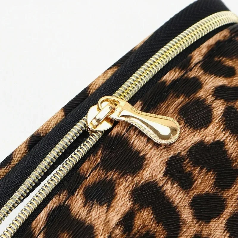 Transparent Leopard Print Clear Makeup Bag Large Capacity Travel Make Up Cosmetic Organizer Zipper Waterproof Cosmetic Bag
