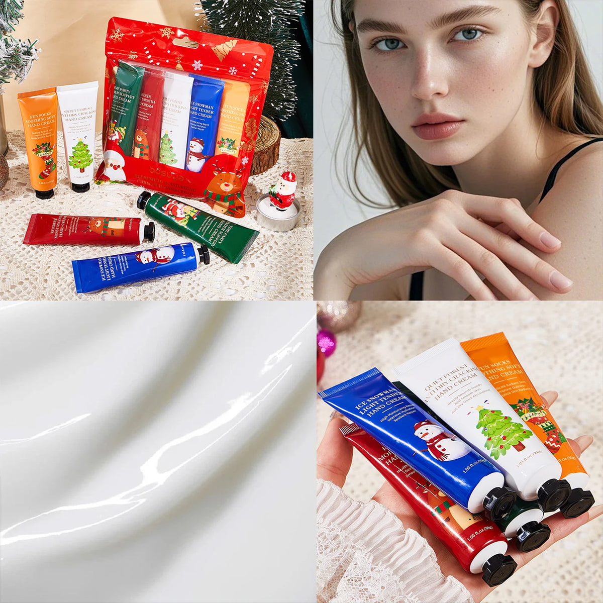 Christmas Hand Cream Set Moisturizing Hydrating Kit Plant Fragrance Nourishing Repair Anti Dry Cracked Hands Skin Care for Women Girls Holiday Xmas Winter Beauty Travel Size Mini Stocking Stuffers Christmas Gift Box