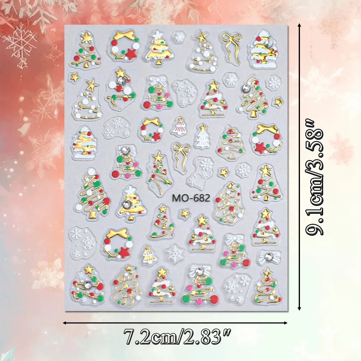 2 to 12 Sheets 5D Gold Silver Christmas Nail Decals Crystal Rhinestone Snowflake Xmas Tree Self Adhesive Nail Art Stickers