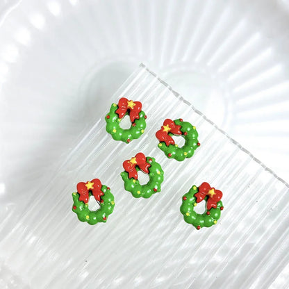 30PCS 3D Cartoon Santa Claus Elk Nail Charms Cute Snowman Dot Christmas Socks Nail Art Decorations for DIY Christmas Style Nails