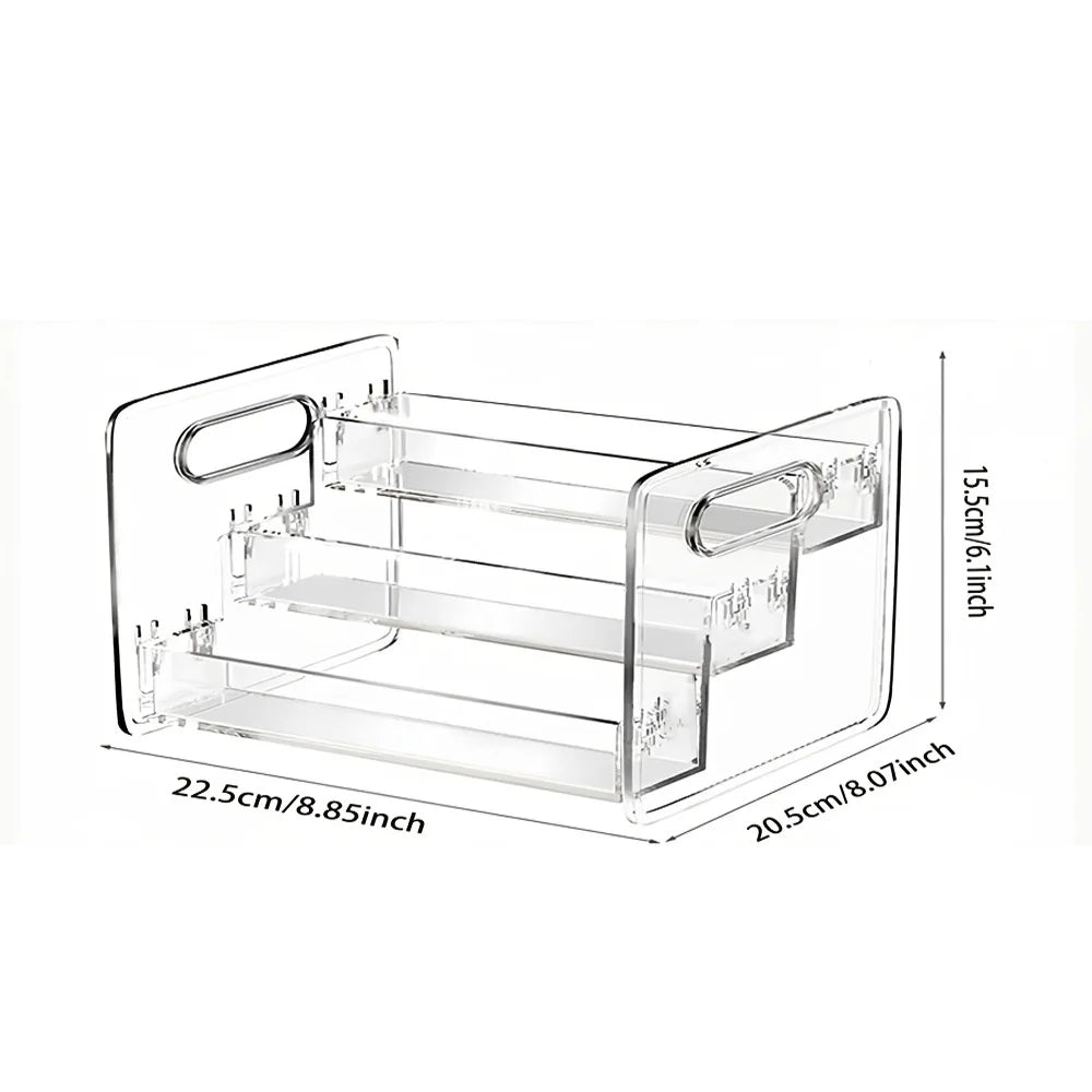1pc Transparent Portable Three Compartment Cosmetic Storage Box desktop Dresser Large Capacity Skin Care Perfume Display Rack