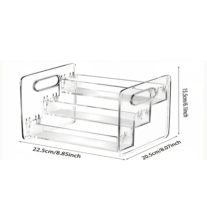 1pc Transparent Portable Three Compartment Cosmetic Storage Box desktop Dresser Large Capacity Skin Care Perfume Display Rack