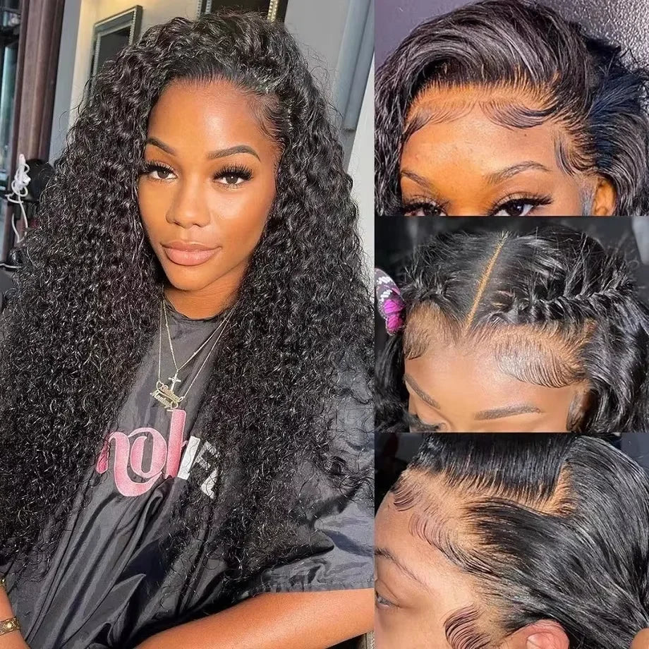 Peruvian Water Wave Human Hair Wigs 13x4 Transparent Lace Front Wig Pre Plucked Virgin Hair 4x4 Lace Closure Wig For Black Women