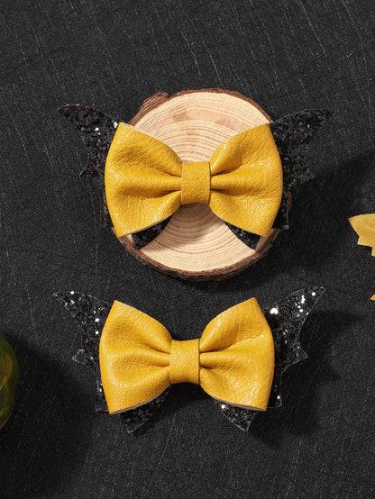 2pcs Halloween Barrettes Bat Wing Bow Hair Clips Girls Bangs Clips for Party Performance Headdress Barrettes Cosplay Headwear