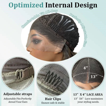 12inch Black Women white Short Bob Lace Front Wig,13x4HD Transparent Clear Lace Light Brown Glueless Fashion natural  Daily Wear